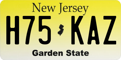 NJ license plate H75KAZ