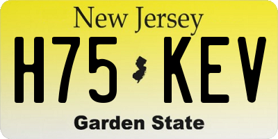 NJ license plate H75KEV