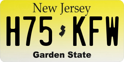 NJ license plate H75KFW