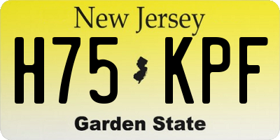 NJ license plate H75KPF