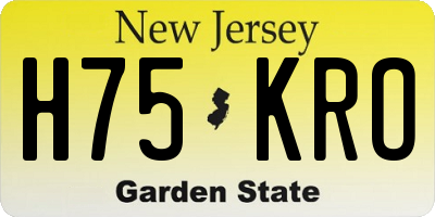 NJ license plate H75KRO