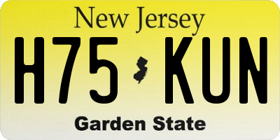 NJ license plate H75KUN