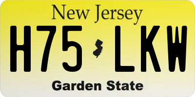 NJ license plate H75LKW