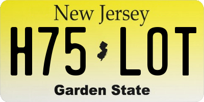 NJ license plate H75LOT