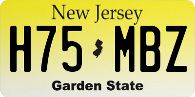NJ license plate H75MBZ