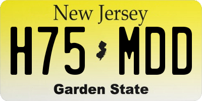 NJ license plate H75MDD