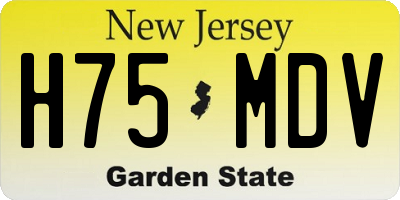 NJ license plate H75MDV
