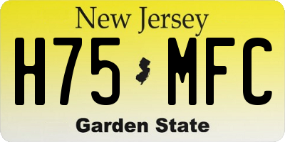 NJ license plate H75MFC