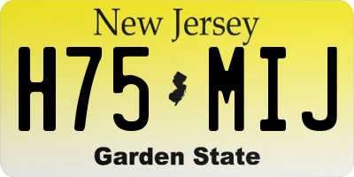 NJ license plate H75MIJ