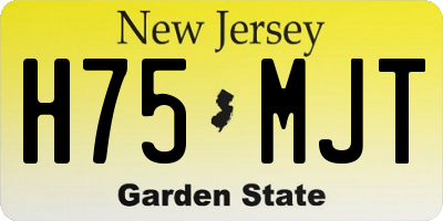NJ license plate H75MJT
