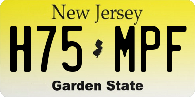 NJ license plate H75MPF