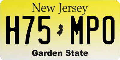NJ license plate H75MPO