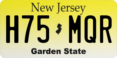 NJ license plate H75MQR