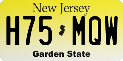 NJ license plate H75MQW
