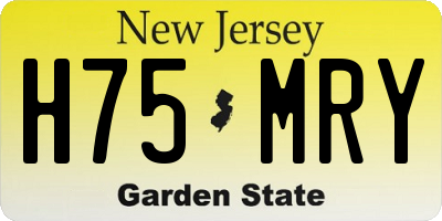 NJ license plate H75MRY