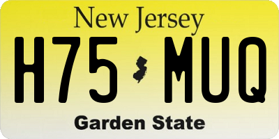 NJ license plate H75MUQ