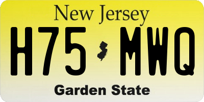 NJ license plate H75MWQ