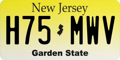 NJ license plate H75MWV
