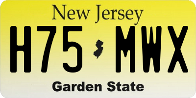 NJ license plate H75MWX