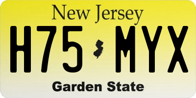 NJ license plate H75MYX