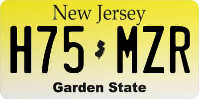 NJ license plate H75MZR