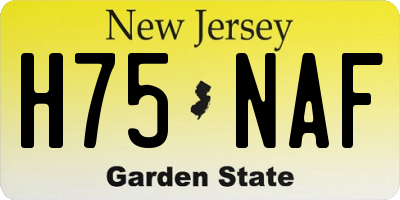 NJ license plate H75NAF