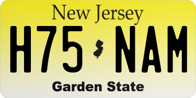 NJ license plate H75NAM