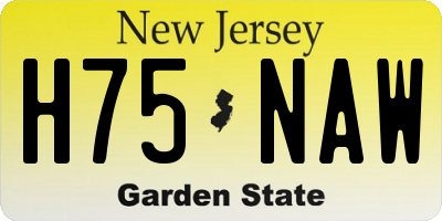 NJ license plate H75NAW
