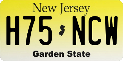 NJ license plate H75NCW