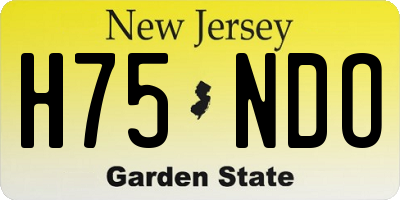 NJ license plate H75NDO