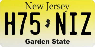 NJ license plate H75NIZ