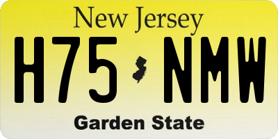 NJ license plate H75NMW