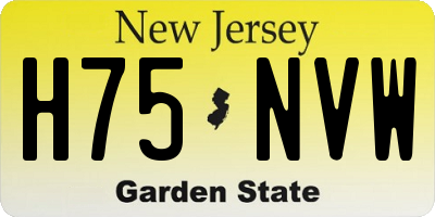 NJ license plate H75NVW