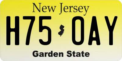 NJ license plate H75OAY