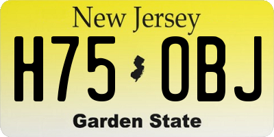 NJ license plate H75OBJ