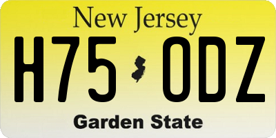 NJ license plate H75ODZ