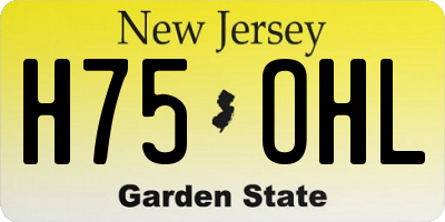 NJ license plate H75OHL
