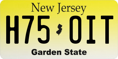 NJ license plate H75OIT