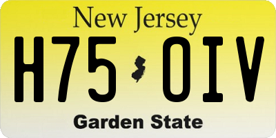 NJ license plate H75OIV