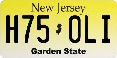 NJ license plate H75OLI