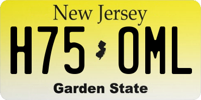 NJ license plate H75OML