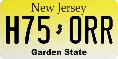 NJ license plate H75ORR