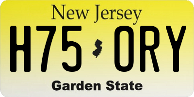 NJ license plate H75ORY