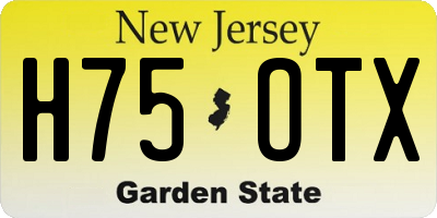 NJ license plate H75OTX