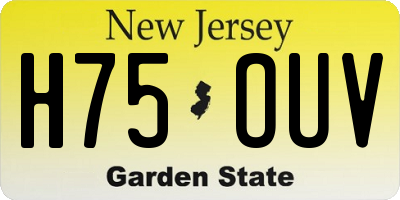 NJ license plate H75OUV