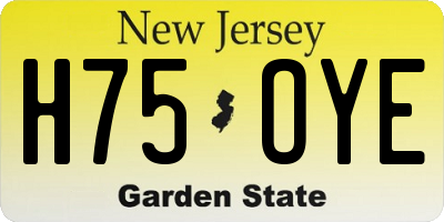 NJ license plate H75OYE