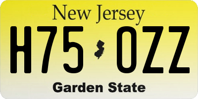 NJ license plate H75OZZ