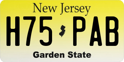 NJ license plate H75PAB