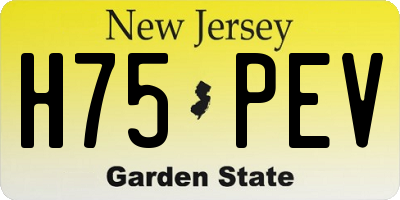 NJ license plate H75PEV