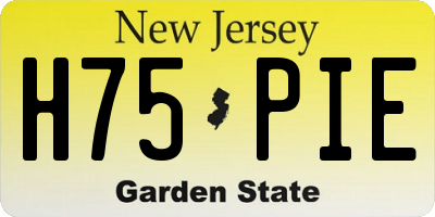 NJ license plate H75PIE
